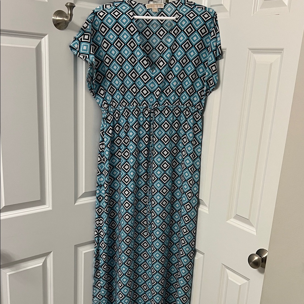 MICHAEL Michael Kors Blue and Black Diamond Maxi Dress